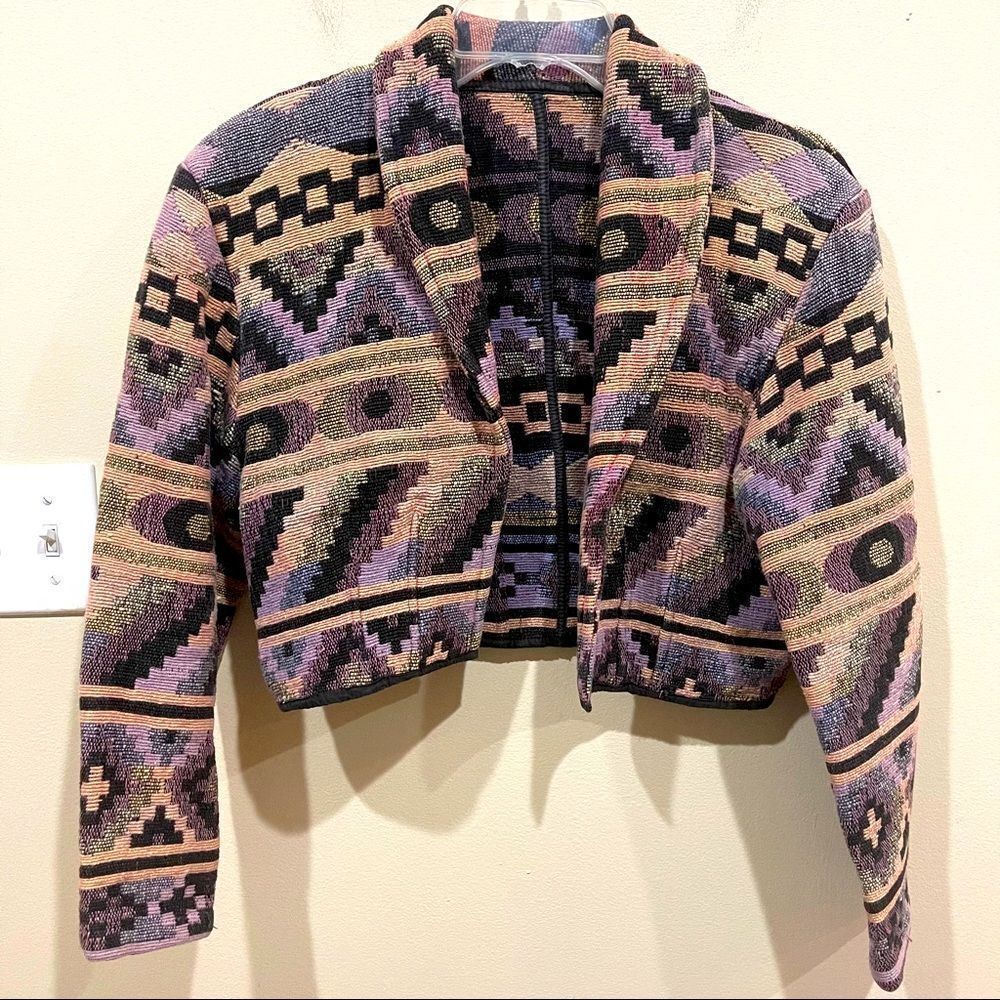 Vintage PASSPORTS Tapestry Cropped Jacket Small